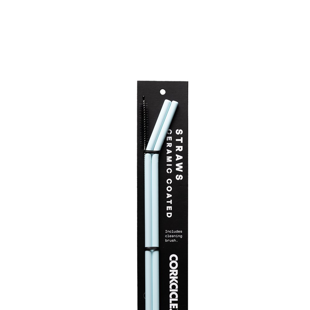 Ceramic Coated Straw Set - Classic Clean Carry Pack - Straw Set / Ceramic Powder Blue